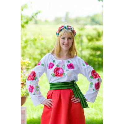 Embroidered blouse "Olvia: peonies"